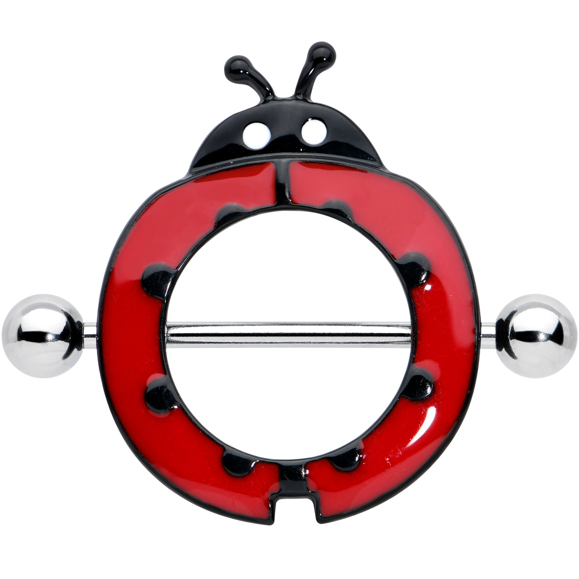 14G 11/16 Happy Red Ladybug Nipple Shield Set
