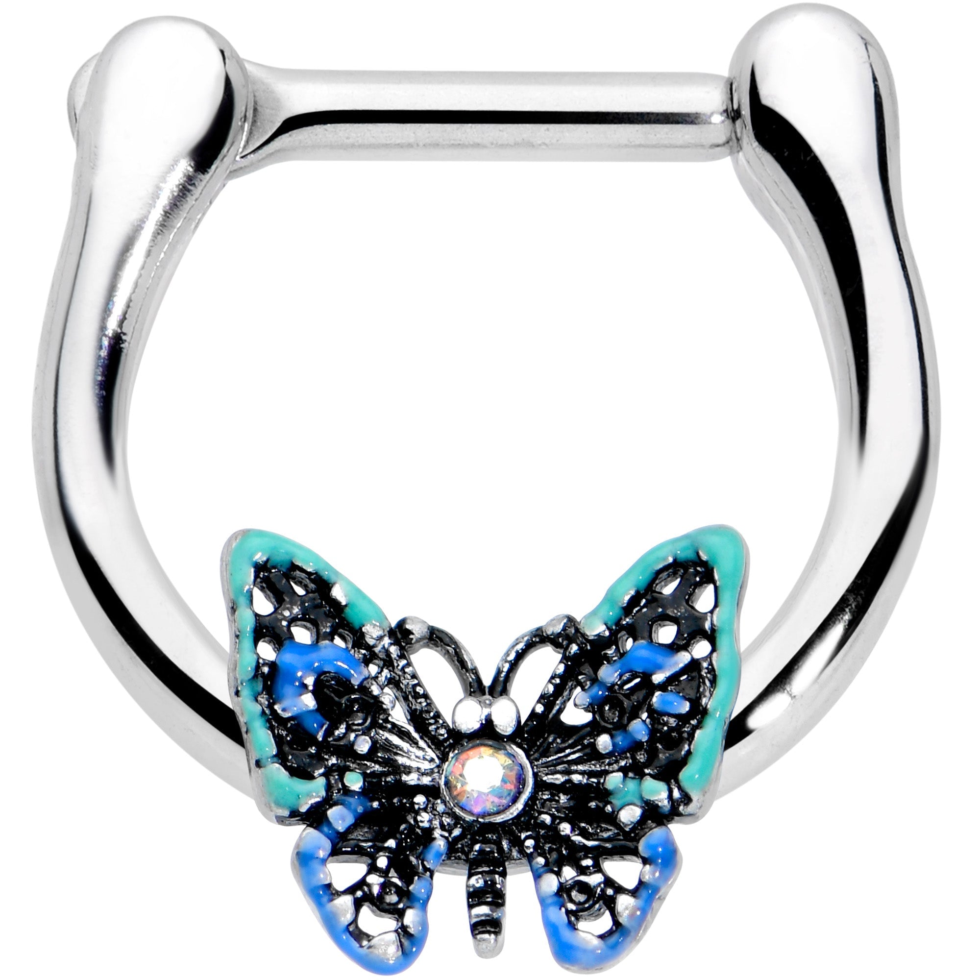 16G 5/16 Aurora Gem Colorful Butterfly Glam Cartilage Clicker