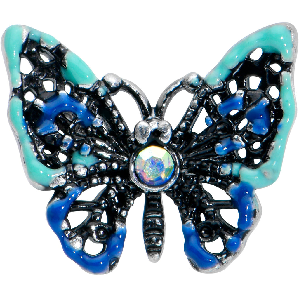 16G 1/4 Aurora Gem Colorful Glam Butterfly Cartilage Tragus