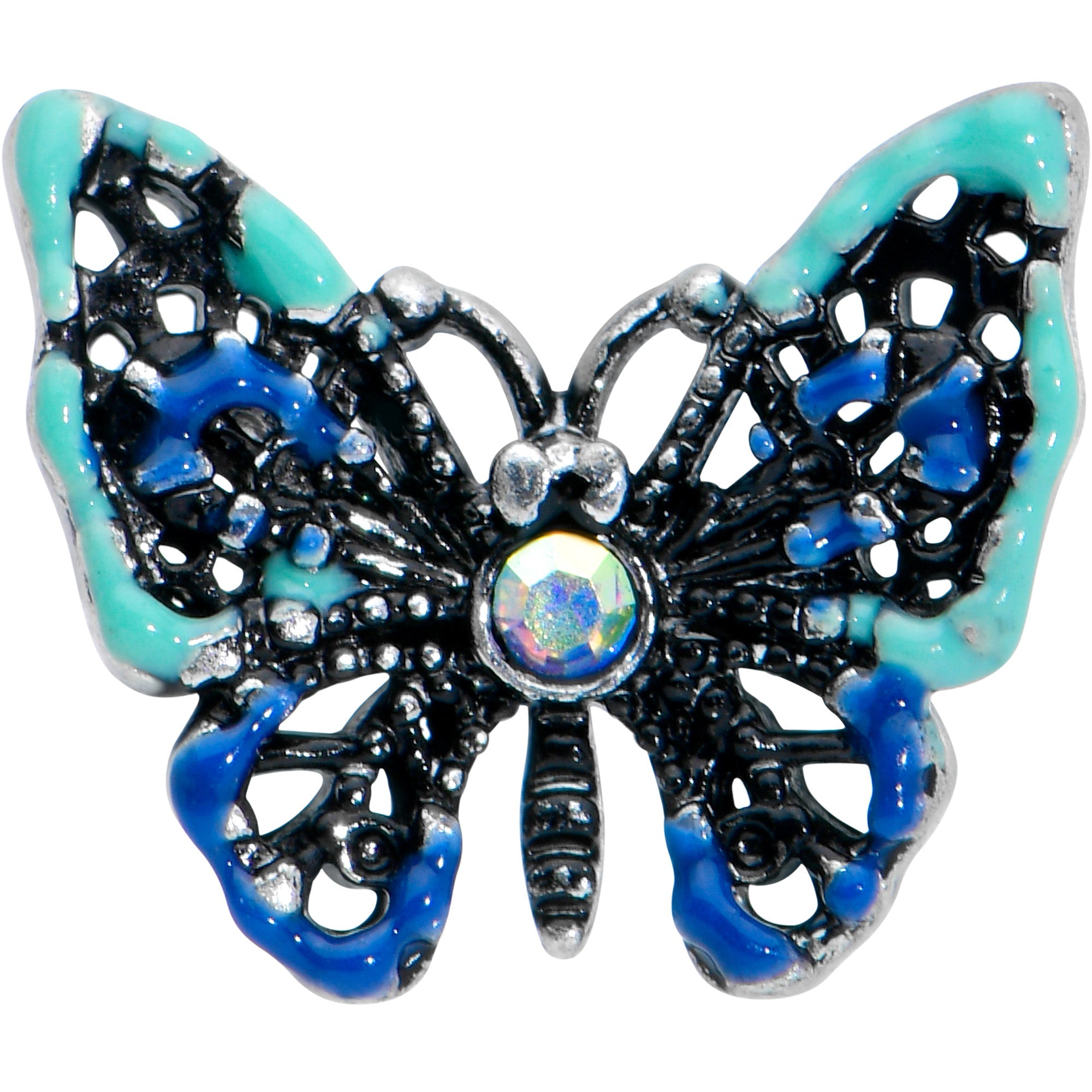 16G 1/4 Aurora Gem Colorful Glam Butterfly Cartilage Tragus