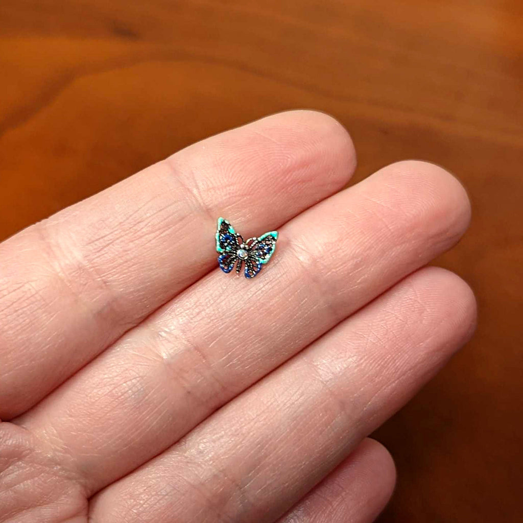16G 1/4 Aurora Gem Colorful Glam Butterfly Cartilage Tragus
