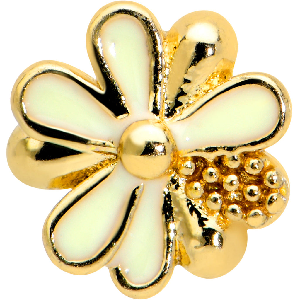 16G 1/4 Gold Tone White Texture Daisy Flower Cartilage Tragus