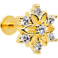 16G 5/16 Clear Gem Gold Tone Flower Snowflake Christmas Labret Tragus