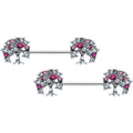 14G 9/16 Clear Pink Gem Luscious Fruit Tree Nipple Ring Set