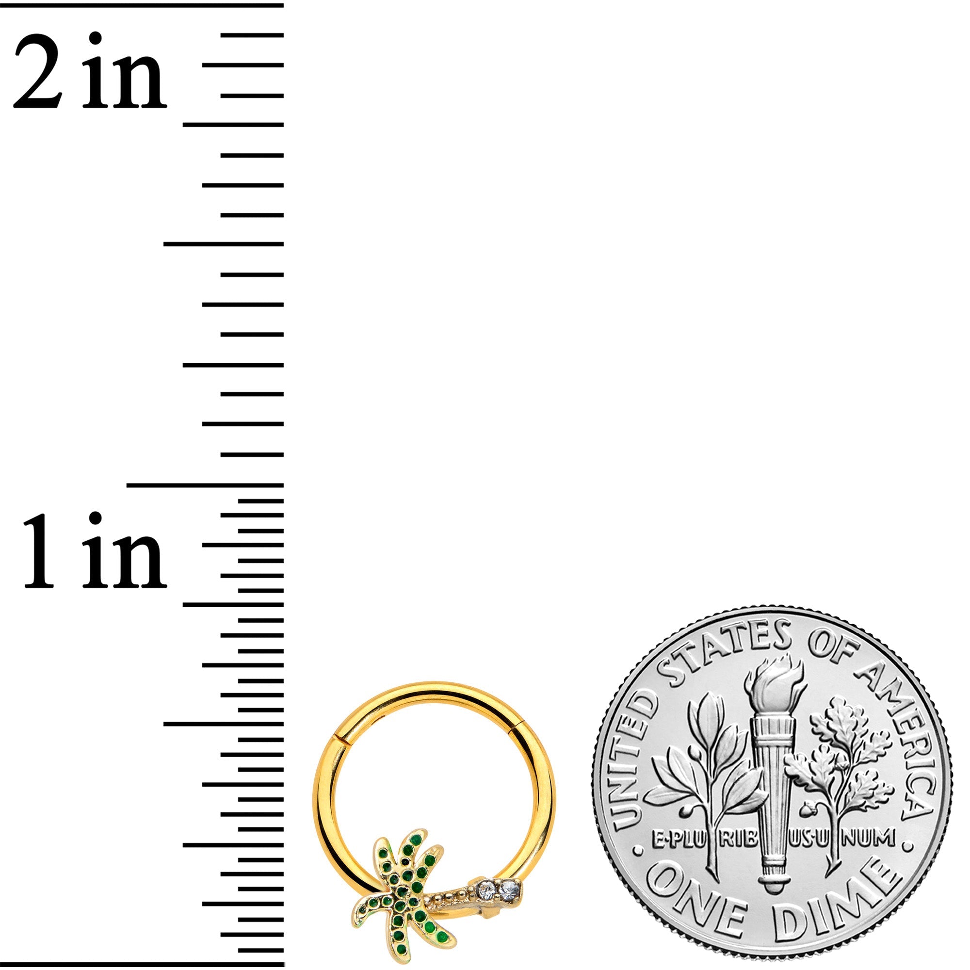 16G 3/8 Gold Tone Retro Palm Tree Hinged Segment Ring