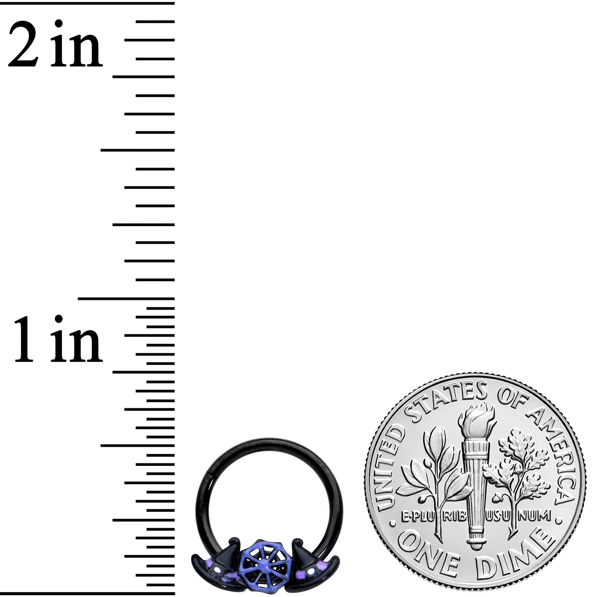 16G 3/8 Black Spider Web Witch Hat Halloween Hinged Segment Ring