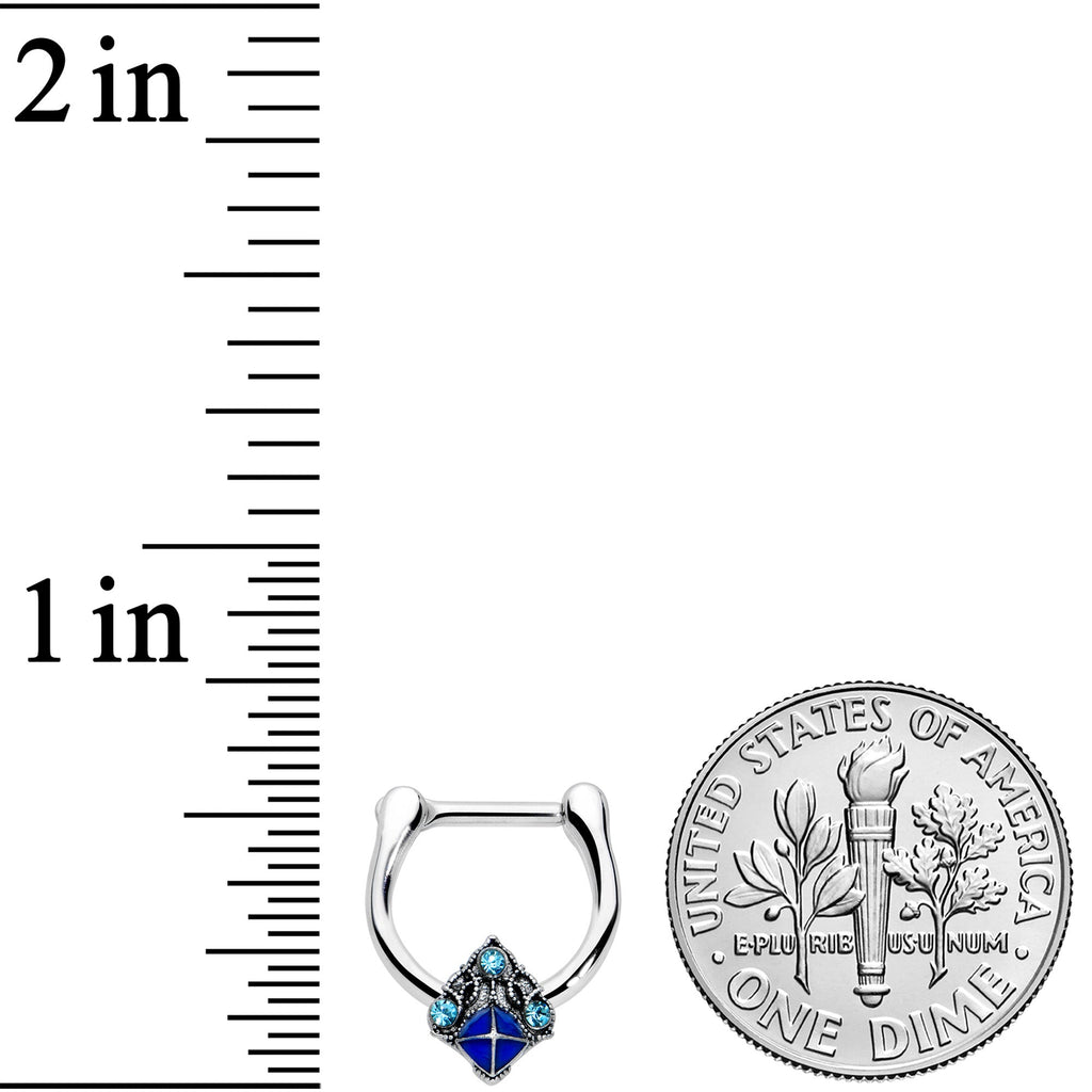 16G 5/16 Blue Gem Rococo Blue Cartilage Clicker