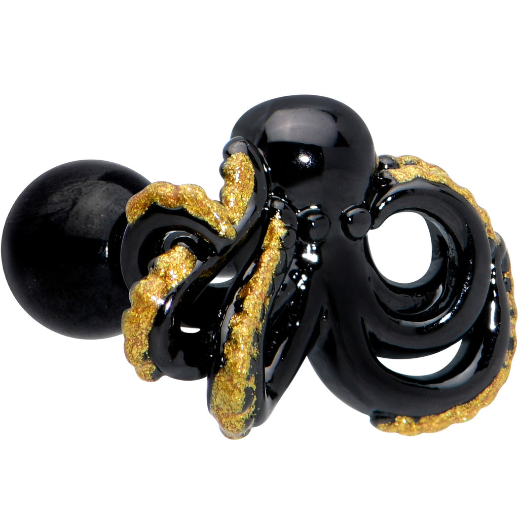 16G 1/4 Black Understated Octopus Cartilage Tragus Earring