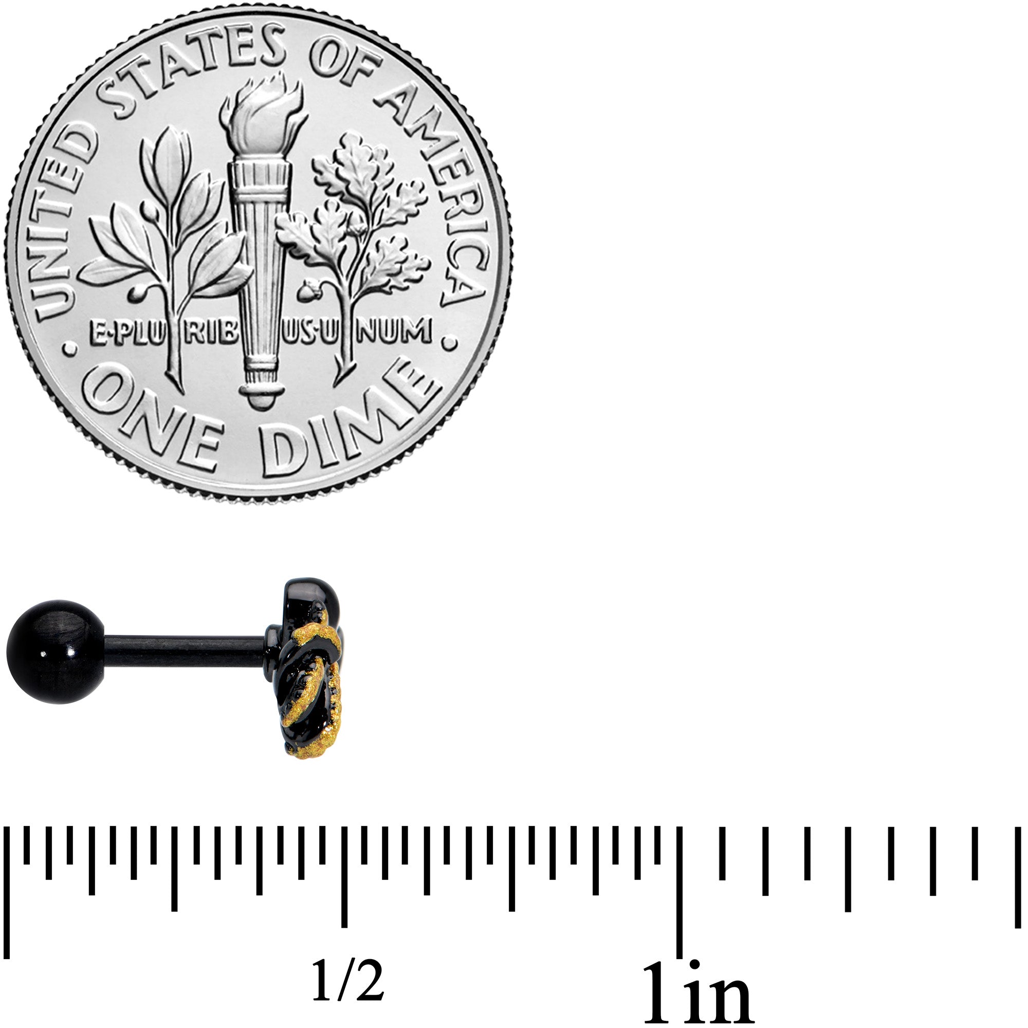 16G 1/4 Black Understated Octopus Cartilage Tragus Earring