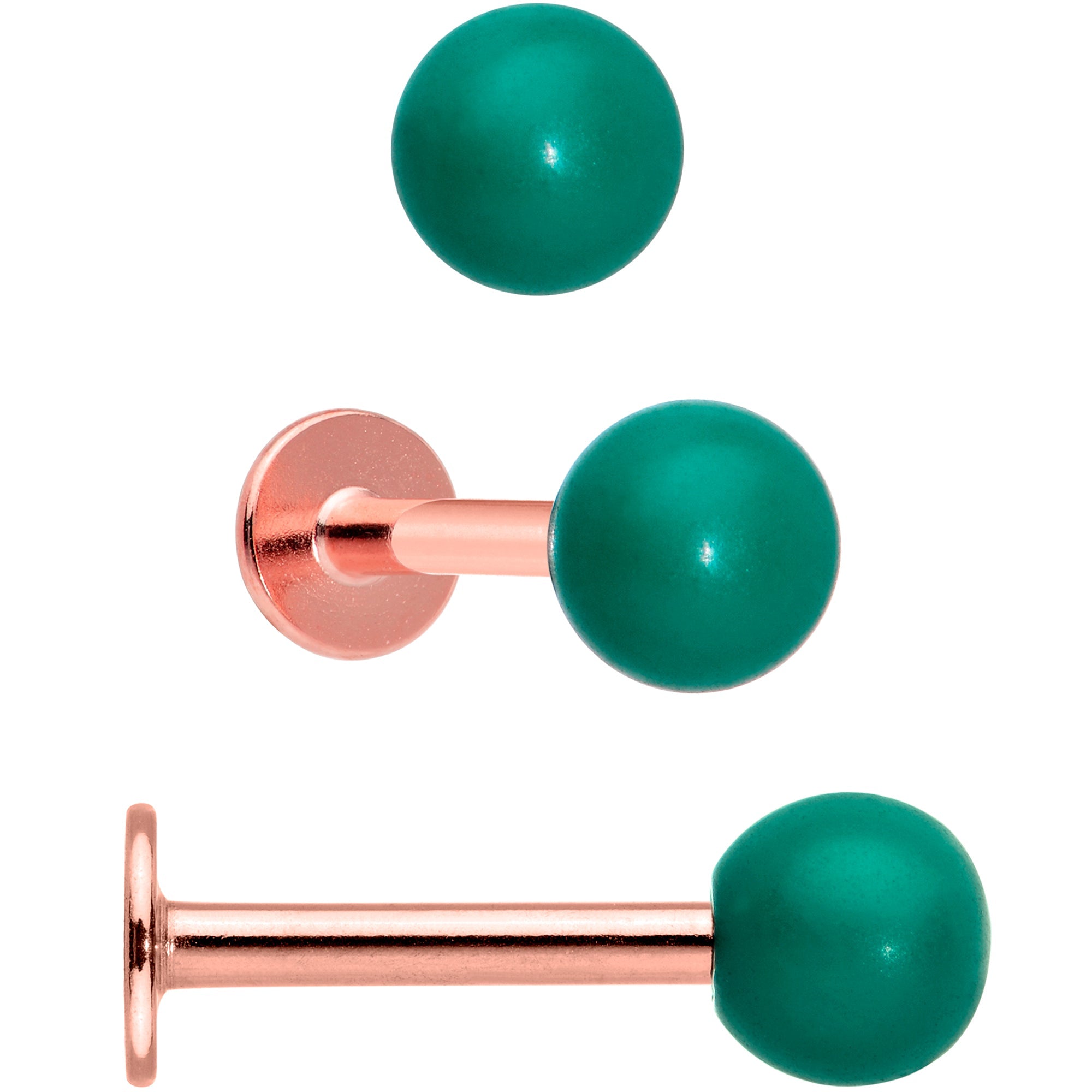 16G 5/16 Red Gem Rose Gold Tone Snowman Christmas Labret Set of 3