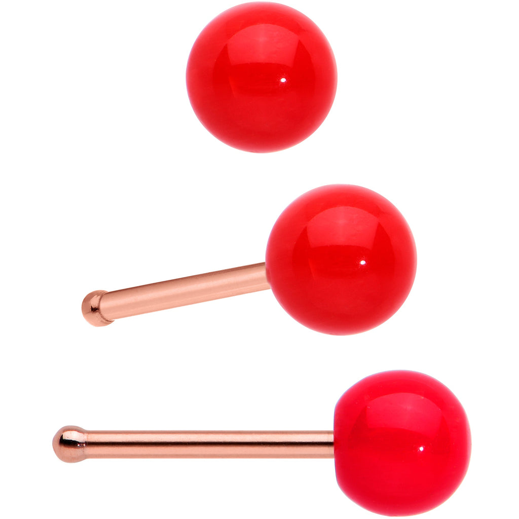 20G 1/4  5/16 Red Gem Rosy Tone Christmas Nose Bone Hoop Set of 4