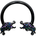 16G 3/8 Black Fantasy Faerie Wings Horseshoe Circular Barbell