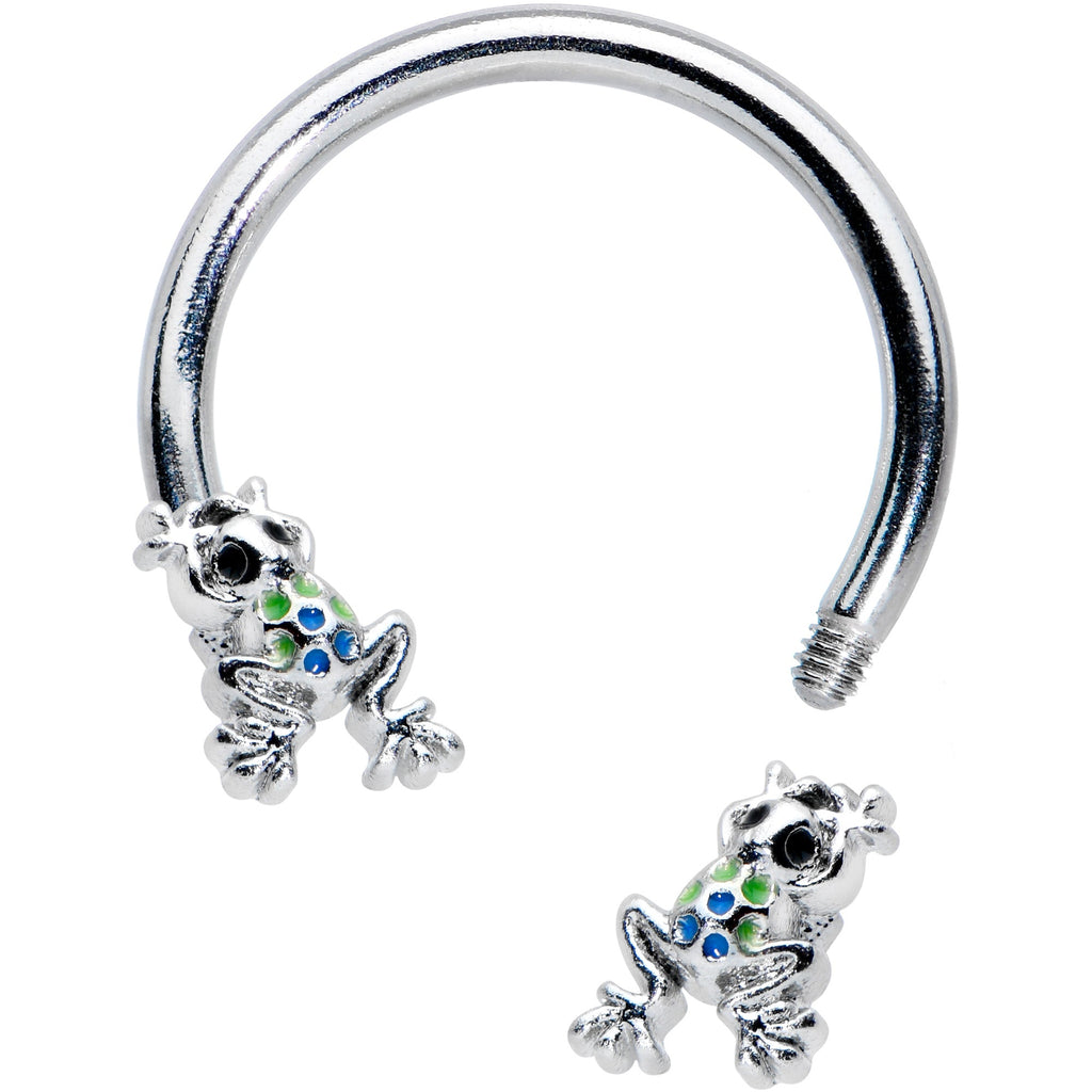16G 3/8 Black Gem Polka Dot Frogs Horseshoe Circular Barbell