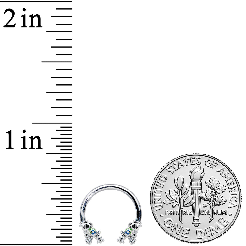 16G 3/8 Black Gem Polka Dot Frogs Horseshoe Circular Barbell