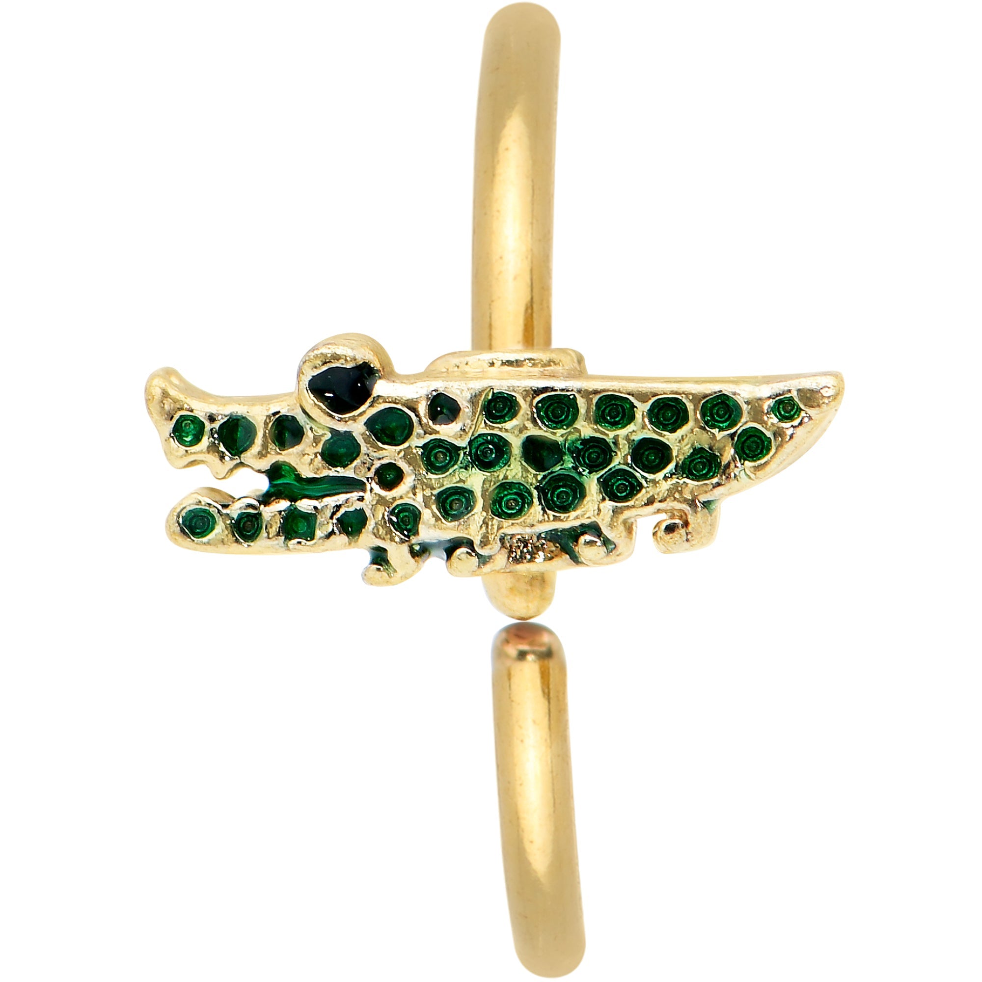 20G 5/16 Gold Tone Hungry Alligator Nose Hoop