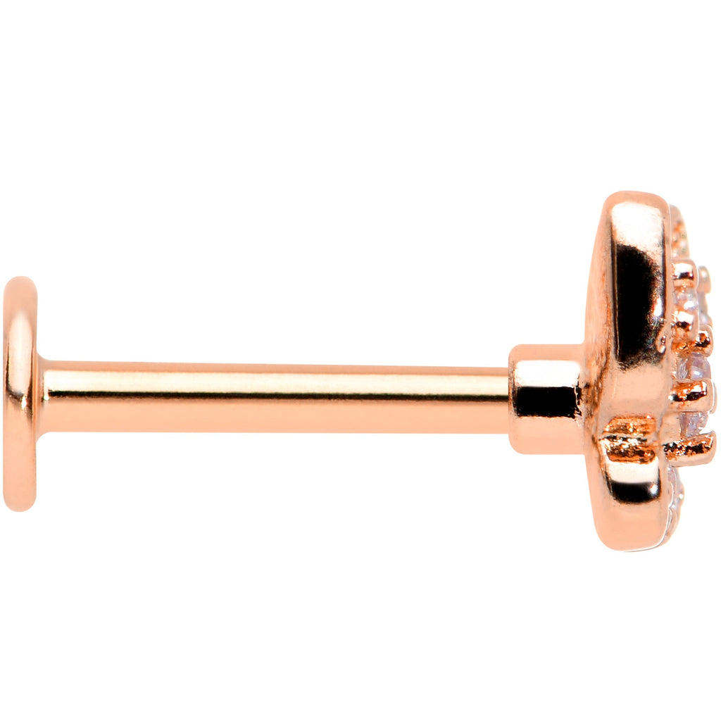 16G 5/16 Clear Gem Rose Gold Tone Airy Butterfly Labret Tragus