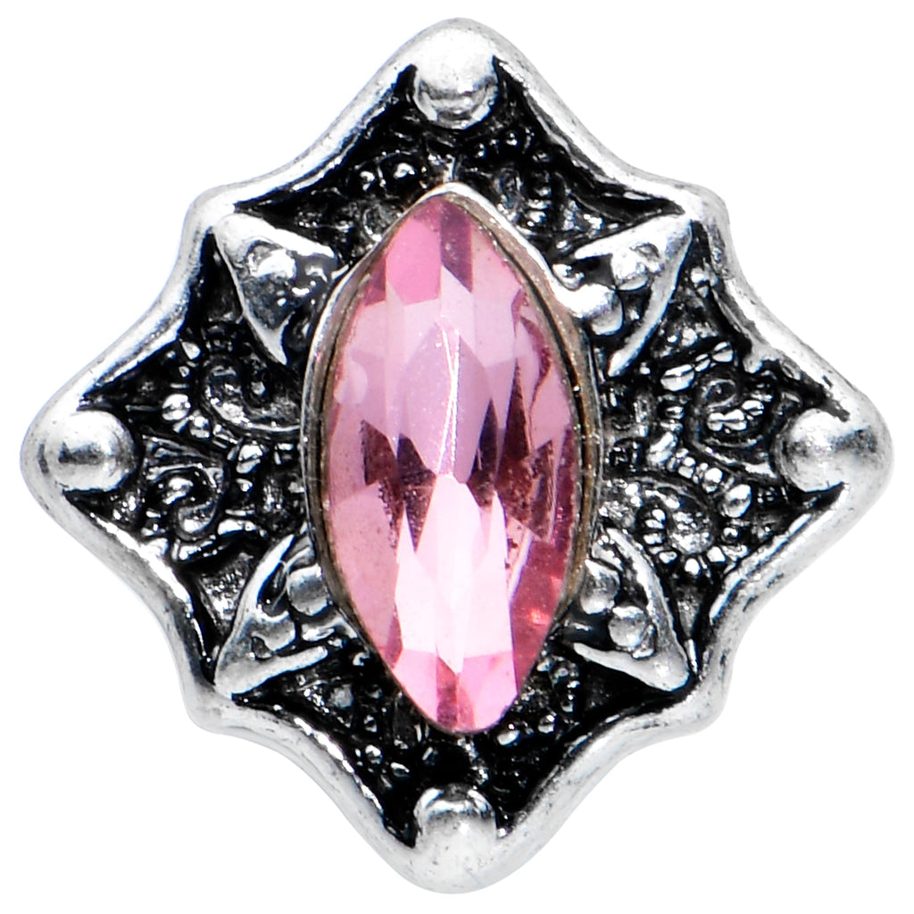 20G 1/4 Pink Gem Rhombus Retro Nose Bone