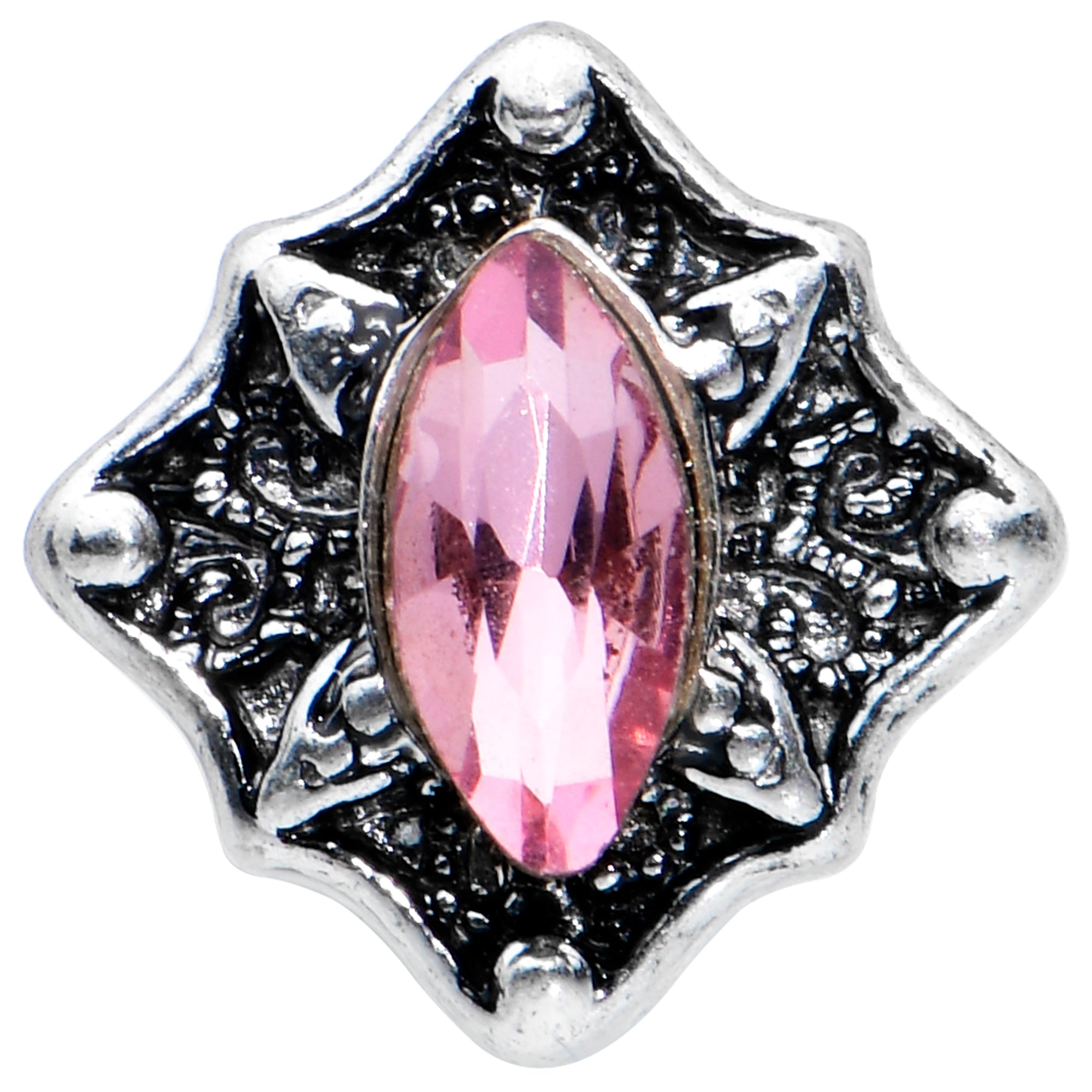 20G 1/4 Pink Gem Rhombus Retro Nose Bone