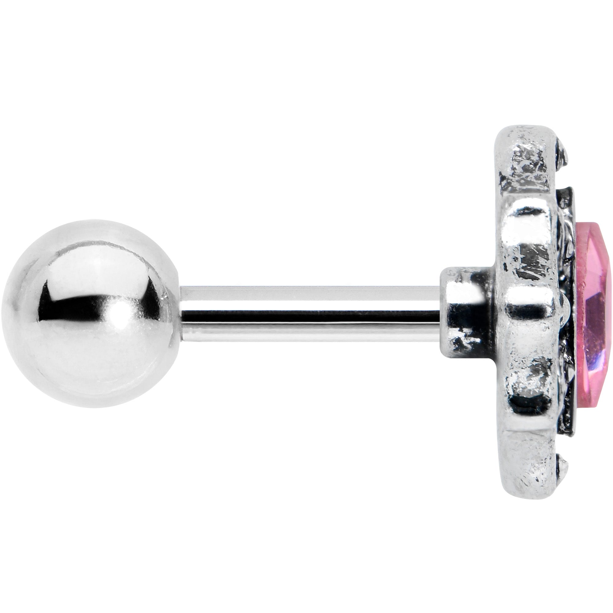 16G 1/4 Pink Gem Rhombus Retro Cartilage Tragus Earring