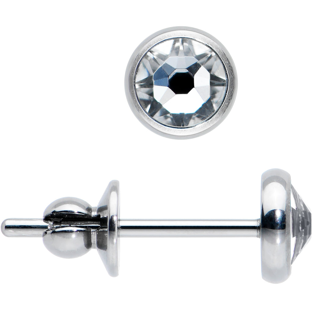4mm Clear Crystal Implant Grade Titanium Stud Earrings