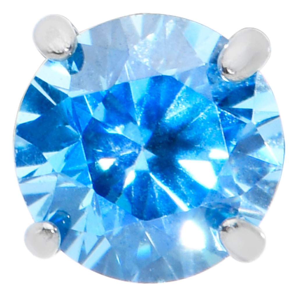 16G 5/16 Blue CZ Gem G23 Titanium Threadless Flower Labret Tragus