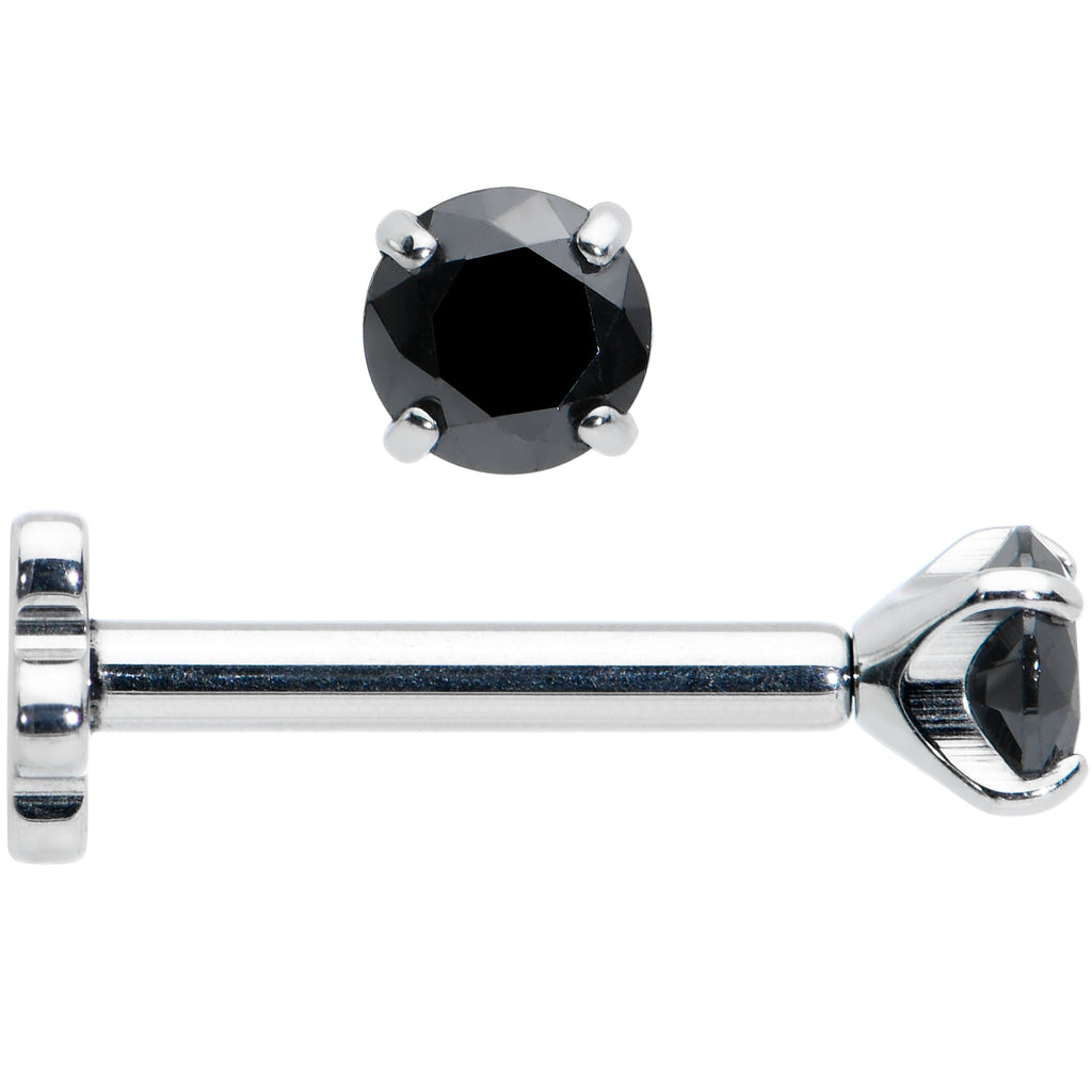 16G 5/16 Black CZ G23 Titanium Threadless Flower Labret Tragus