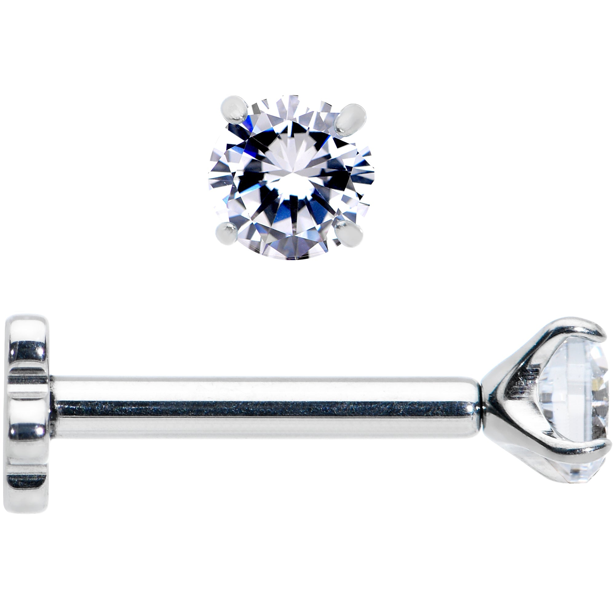16G 5/16 Clear CZ G23 Titanium Threadless Flower Labret Tragus