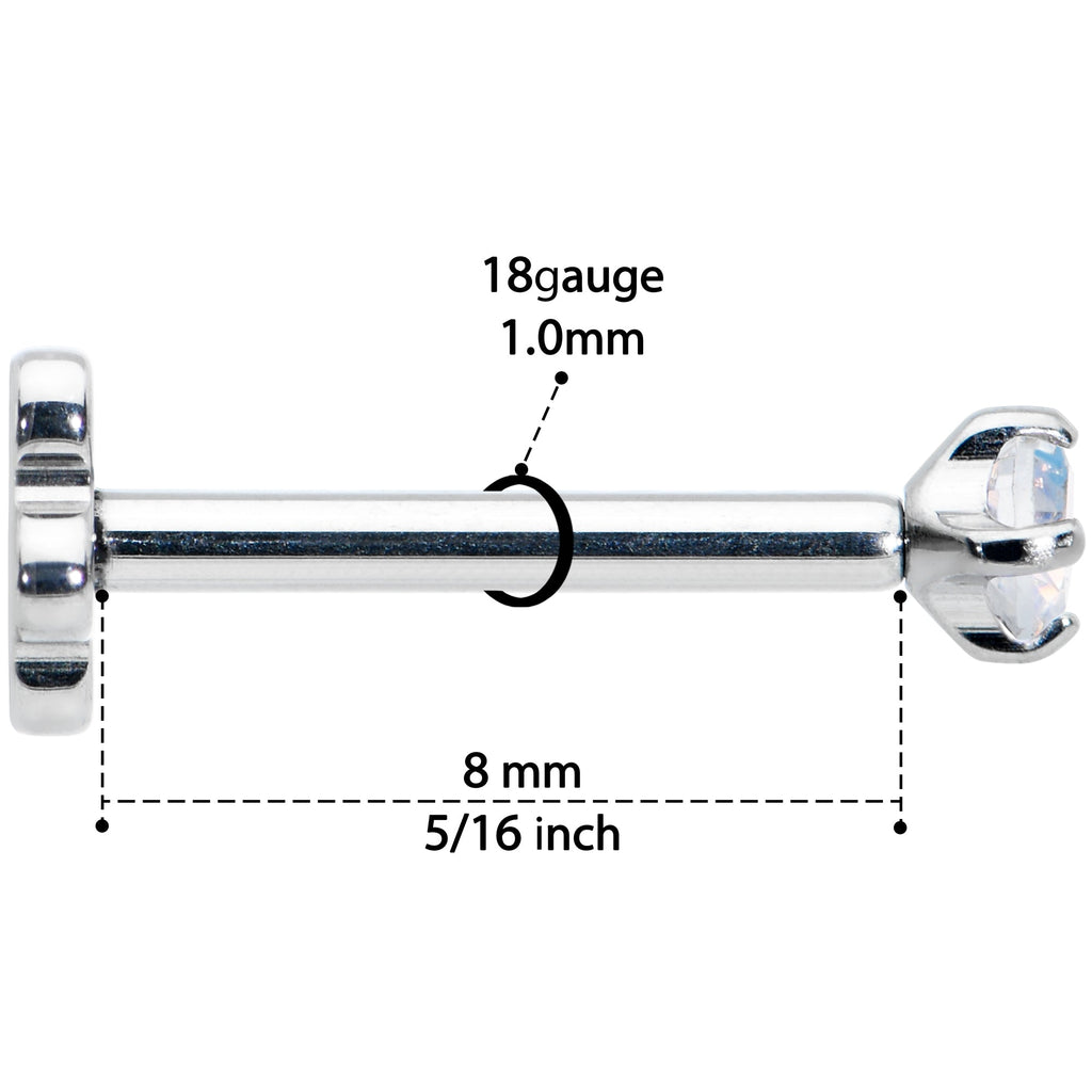 18G 5/16 Aurora CZ G23 Titanium Threadless Flower Labret Tragus