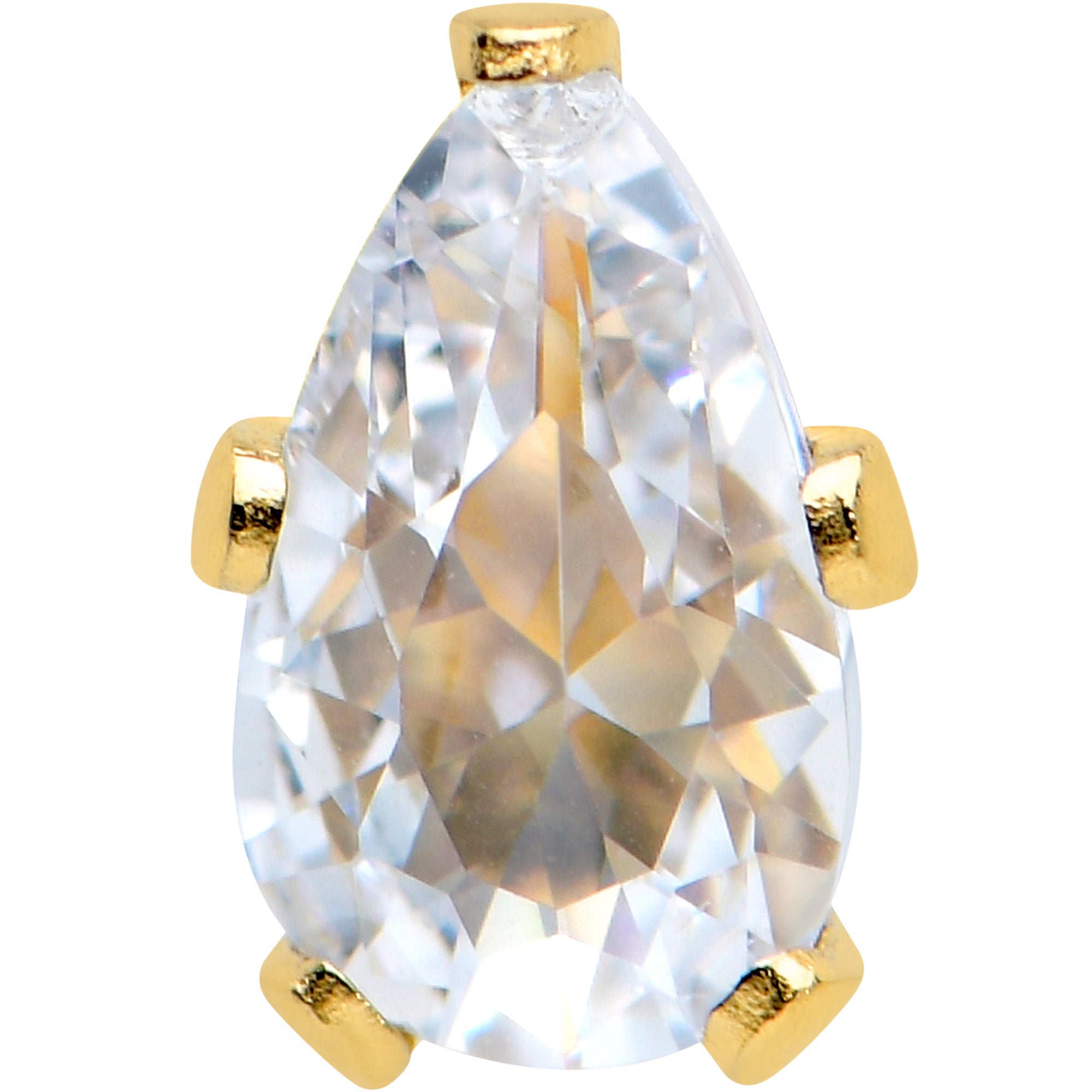 CZ Teardrop Clear Gold Tone Stainless Steel Stud Earrings 3mm to 7mm