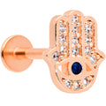16G 5/16 Clear Gem Rose Gold Tone Eye Hamsa Labret Monroe Tragus