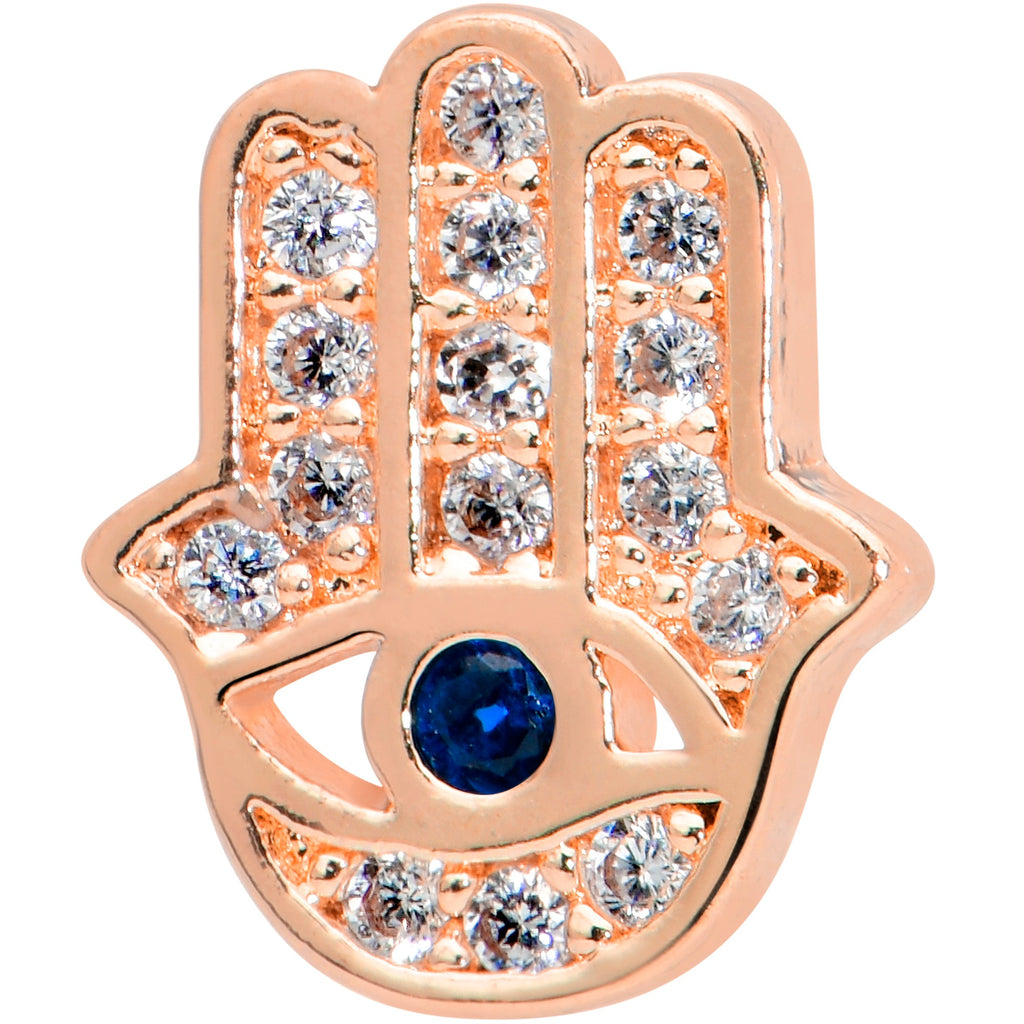 16G 5/16 Clear Gem Rose Gold Tone Eye Hamsa Labret Monroe Tragus