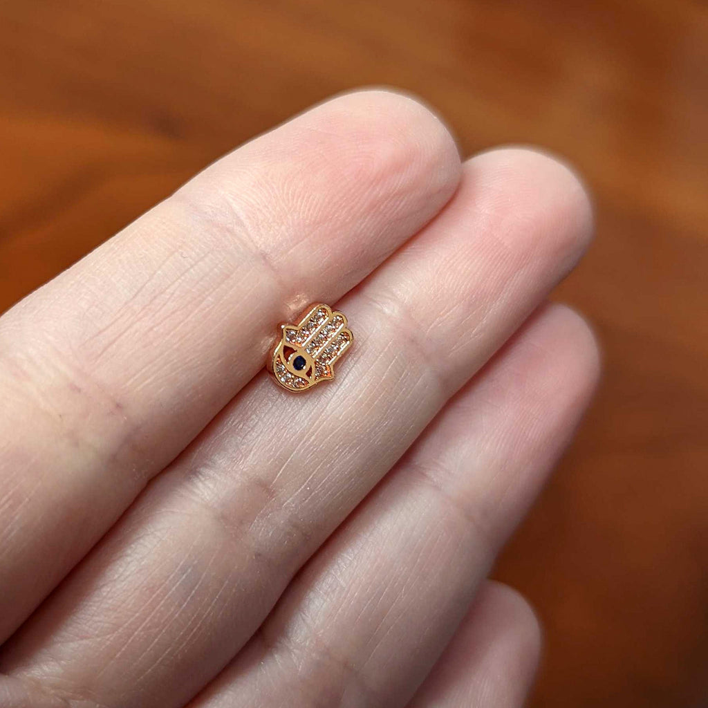 16G 5/16 Clear Gem Rose Gold Tone Eye Hamsa Labret Monroe Tragus