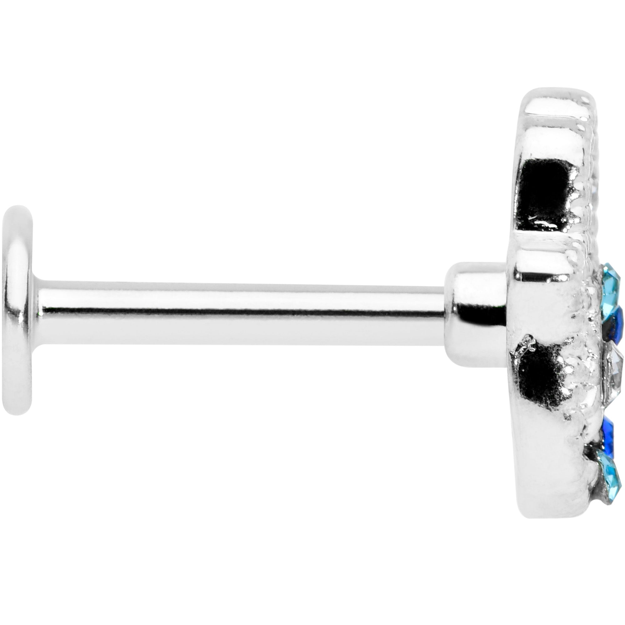 16G 5/16 Clear Blue Gem Texture Hamsa Labret Monroe Tragus