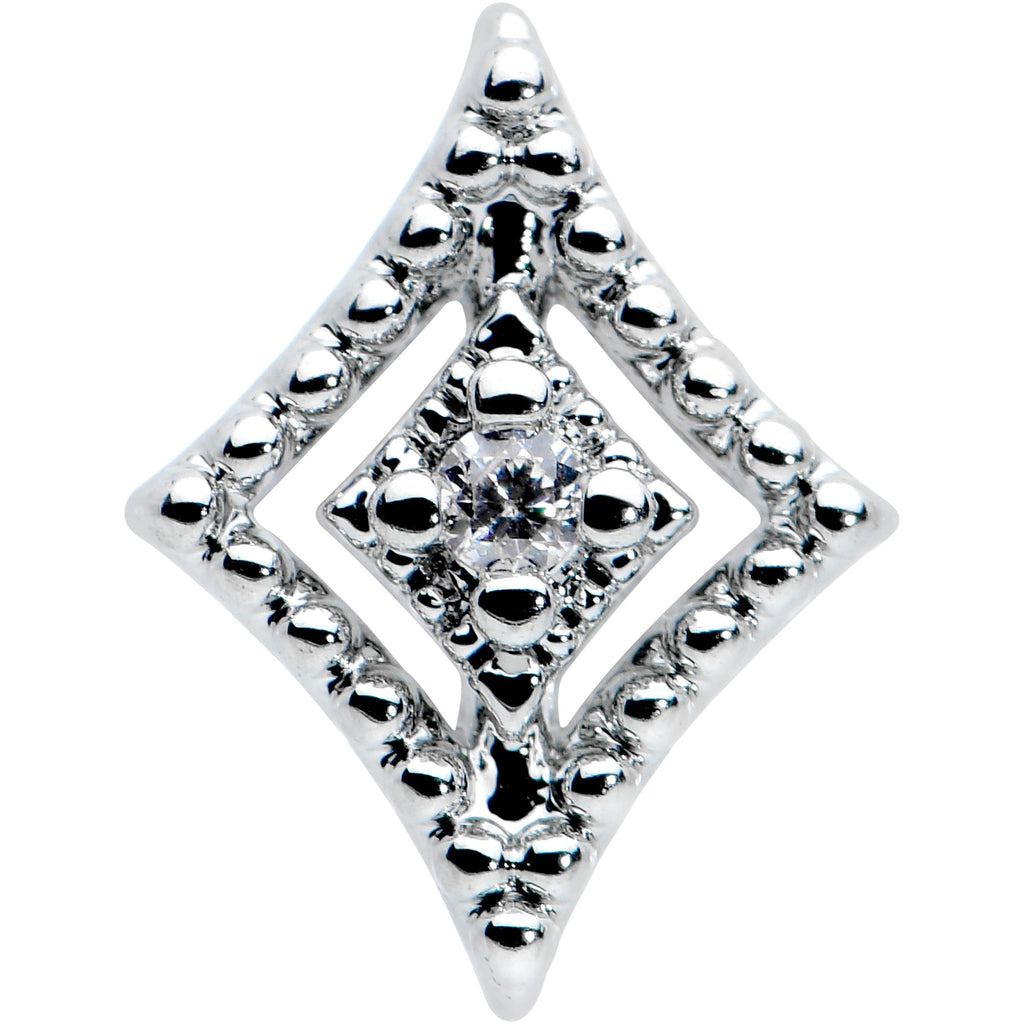 16G 1/4 Clear Gem Deco Textured Rhombus Labret Monroe Tragus