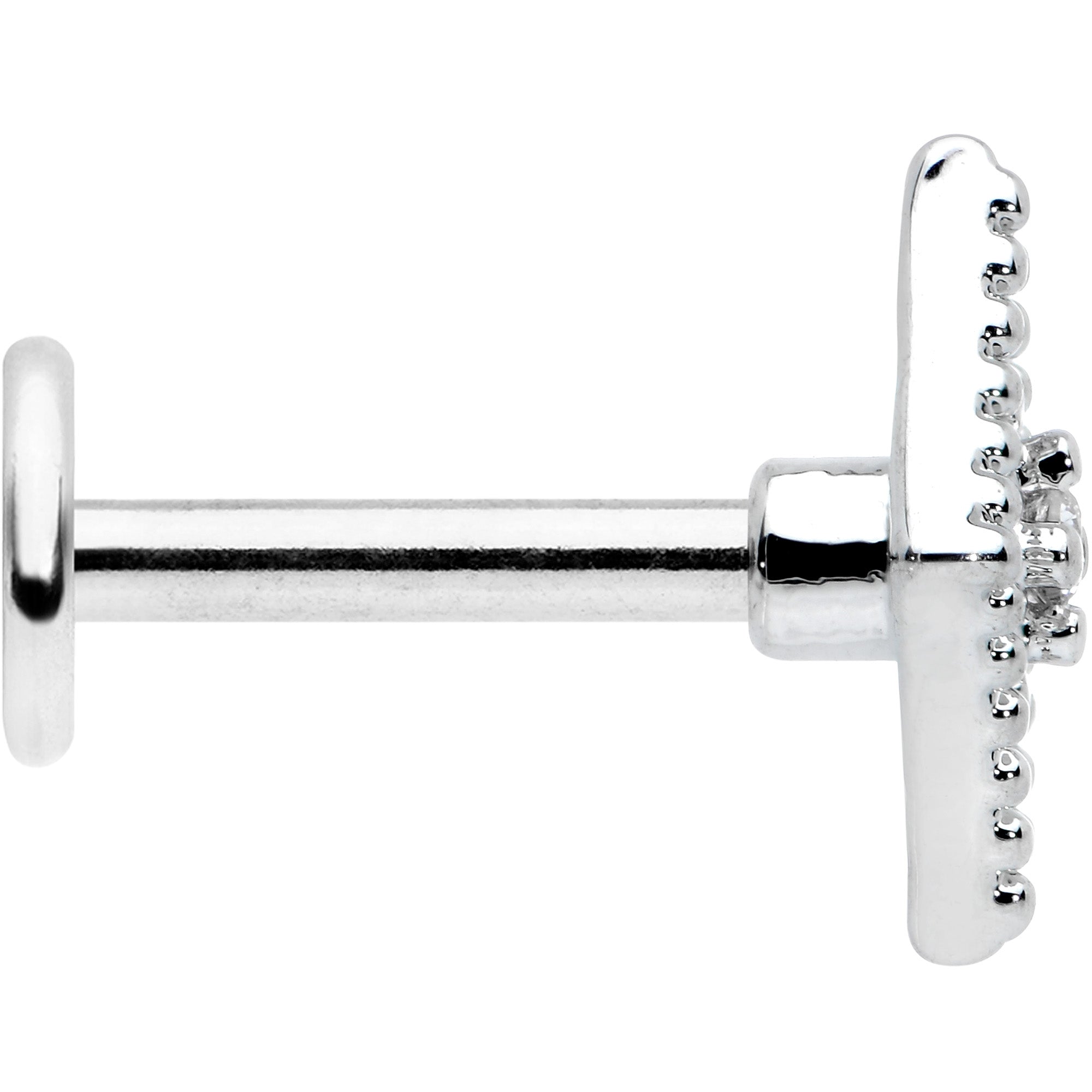 16G 1/4 Clear Gem Deco Textured Rhombus Labret Monroe Tragus