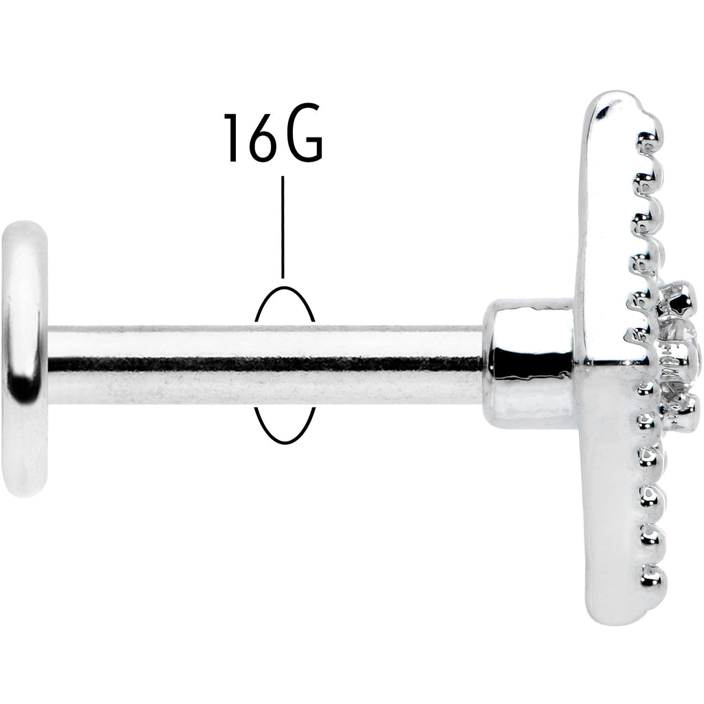 16G 1/4 Clear Gem Deco Textured Rhombus Labret Monroe Tragus