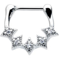 16G 3/8 Clear Gem Textured Rhombus Arc Cartilage Clicker Ring