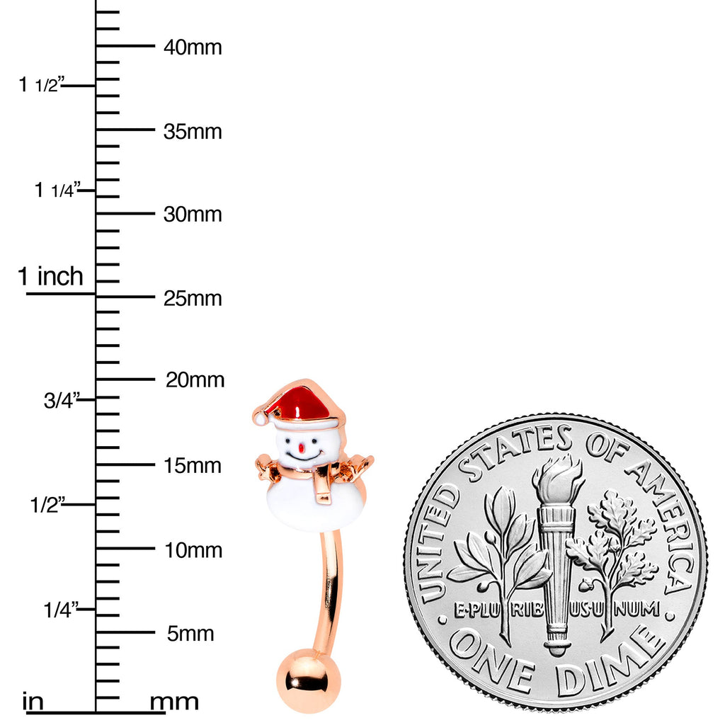 16G 5/16 Rosy Hue Snowman Christmas Curved Eyebrow Ring Set of 4