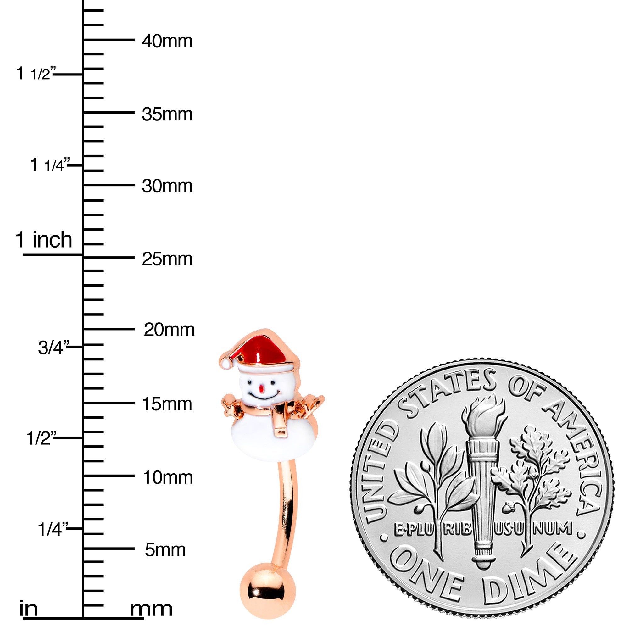 16G 5/16 Rosy Hue Snowman Christmas Curved Eyebrow Ring Set of 4