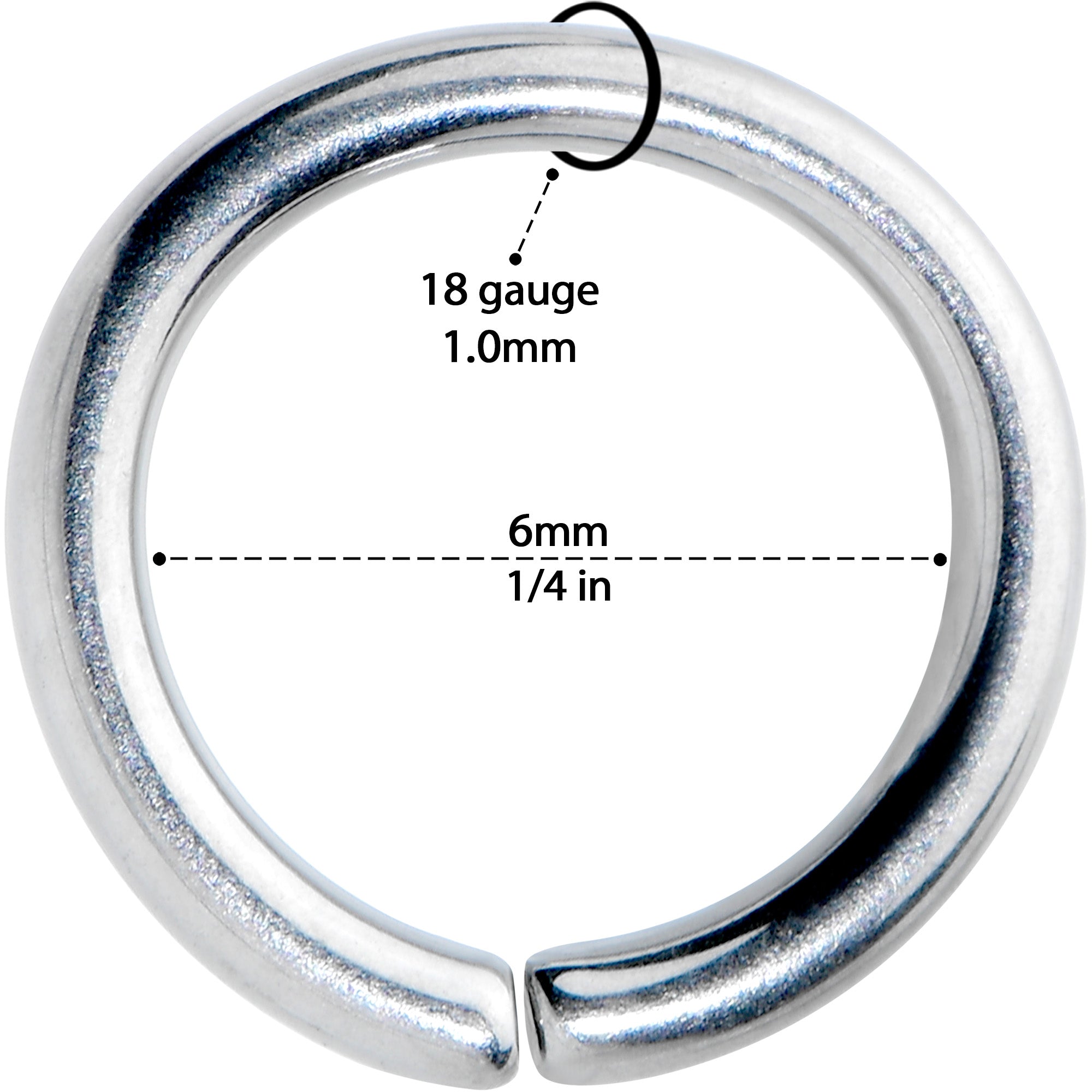 18G 1/4 Grade 23 Titanium Bendable Hoop Ring