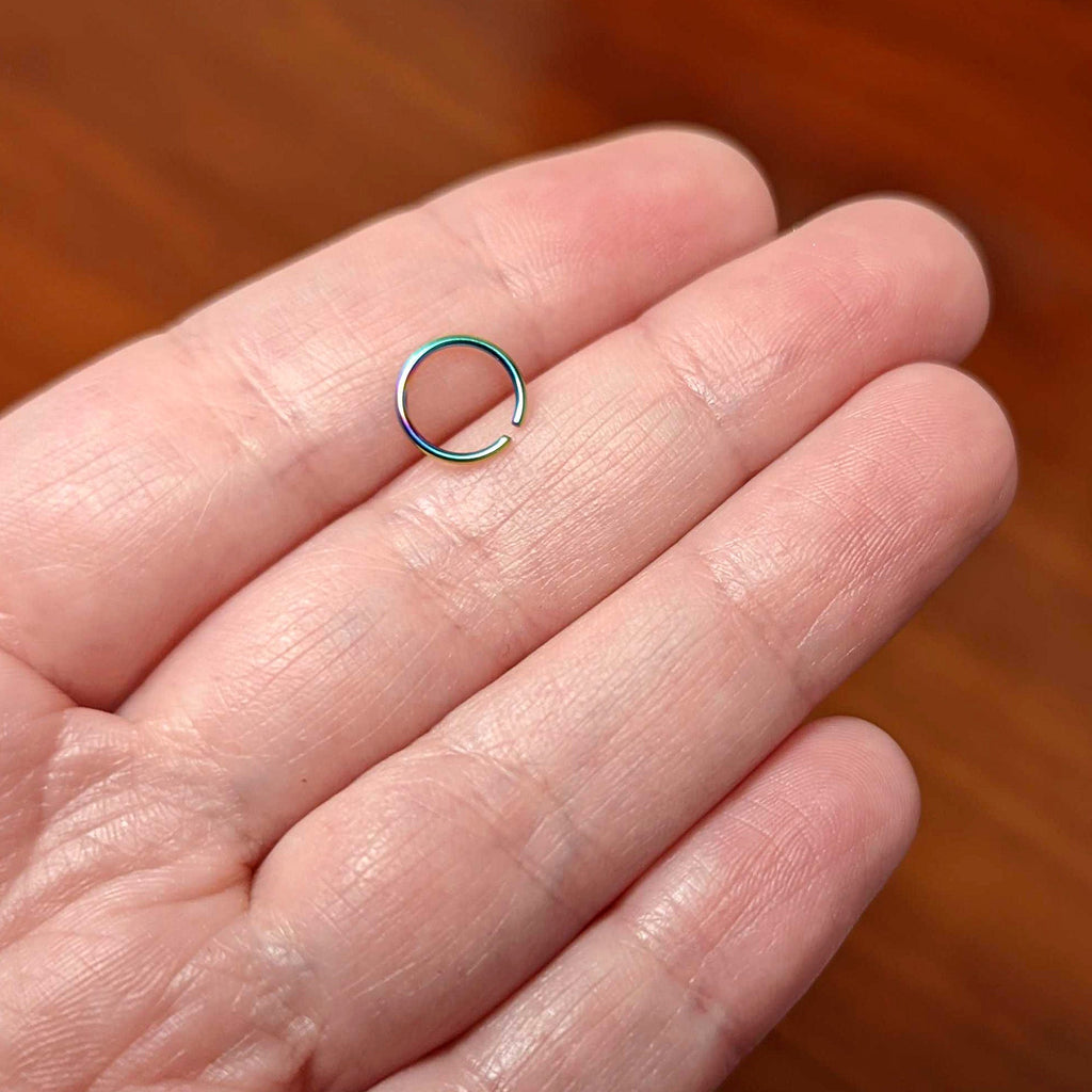 20G 7mm Rainbow PVD Grade 23 Titanium Bendable Hoop Ring