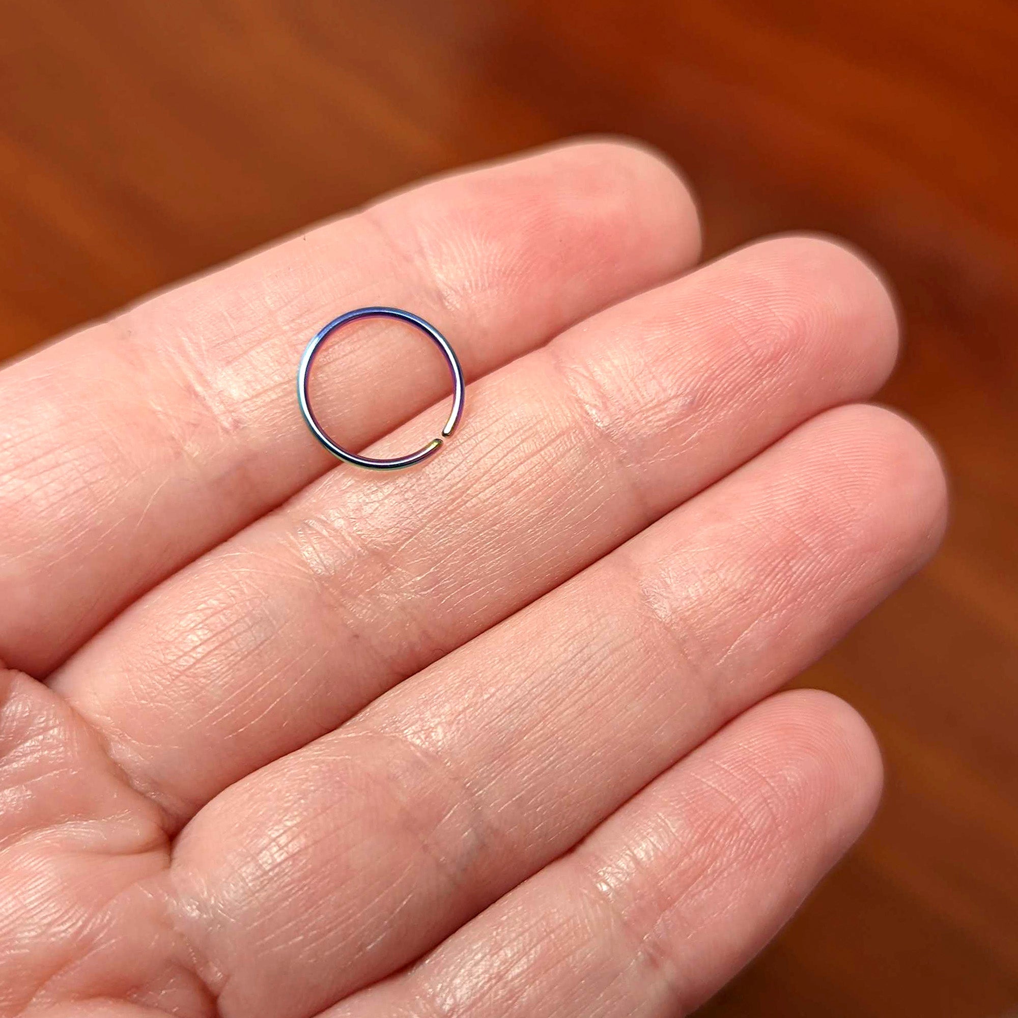 20G 3/8 Rainbow PVD Grade 23 Titanium Bendable Hoop Ring