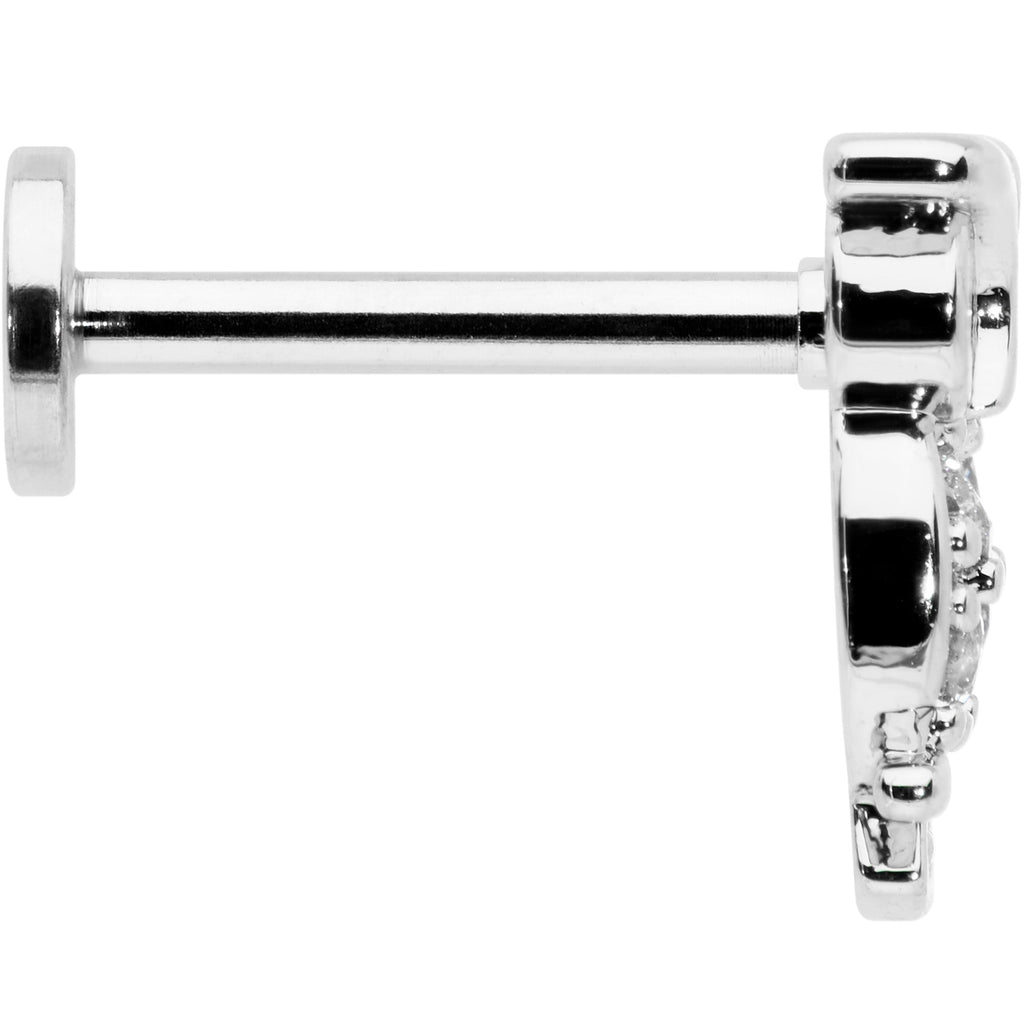 16G 5/16 Clear CZ Gem Owl Internal Thread Labret Monroe Tragus