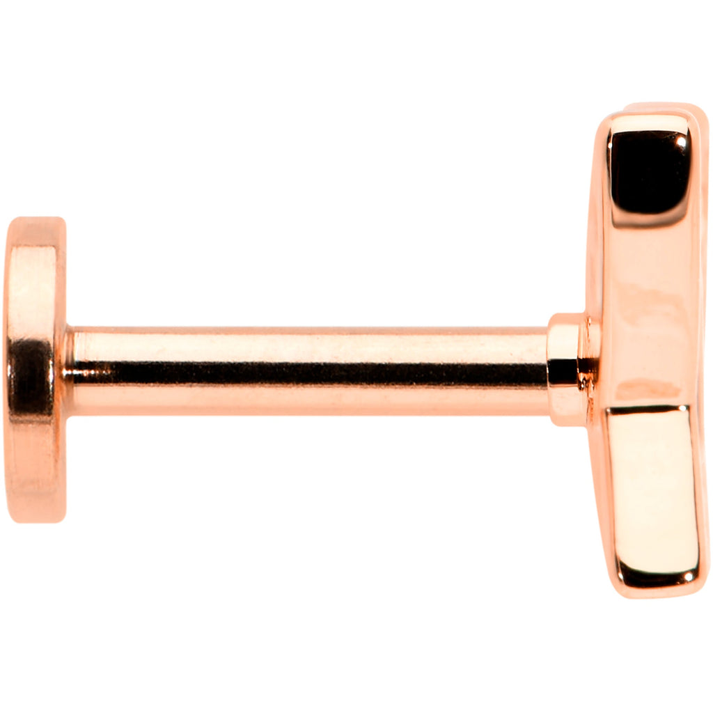 16G 1/4 CZ Gem Rosy Hue Butterfly Internal Thread Labret Tragus