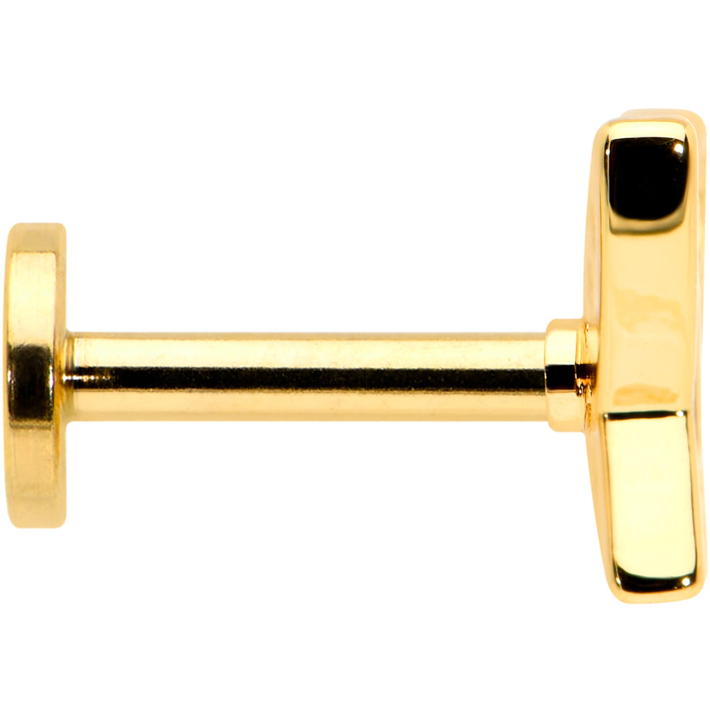 16G 1/4 CZ Gem Gold Hue Butterfly Internal Thread Labret Tragus