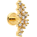 16G 1/4 CZ Gem Gold Hue Texture Arc Internal Thread Labret Tragus
