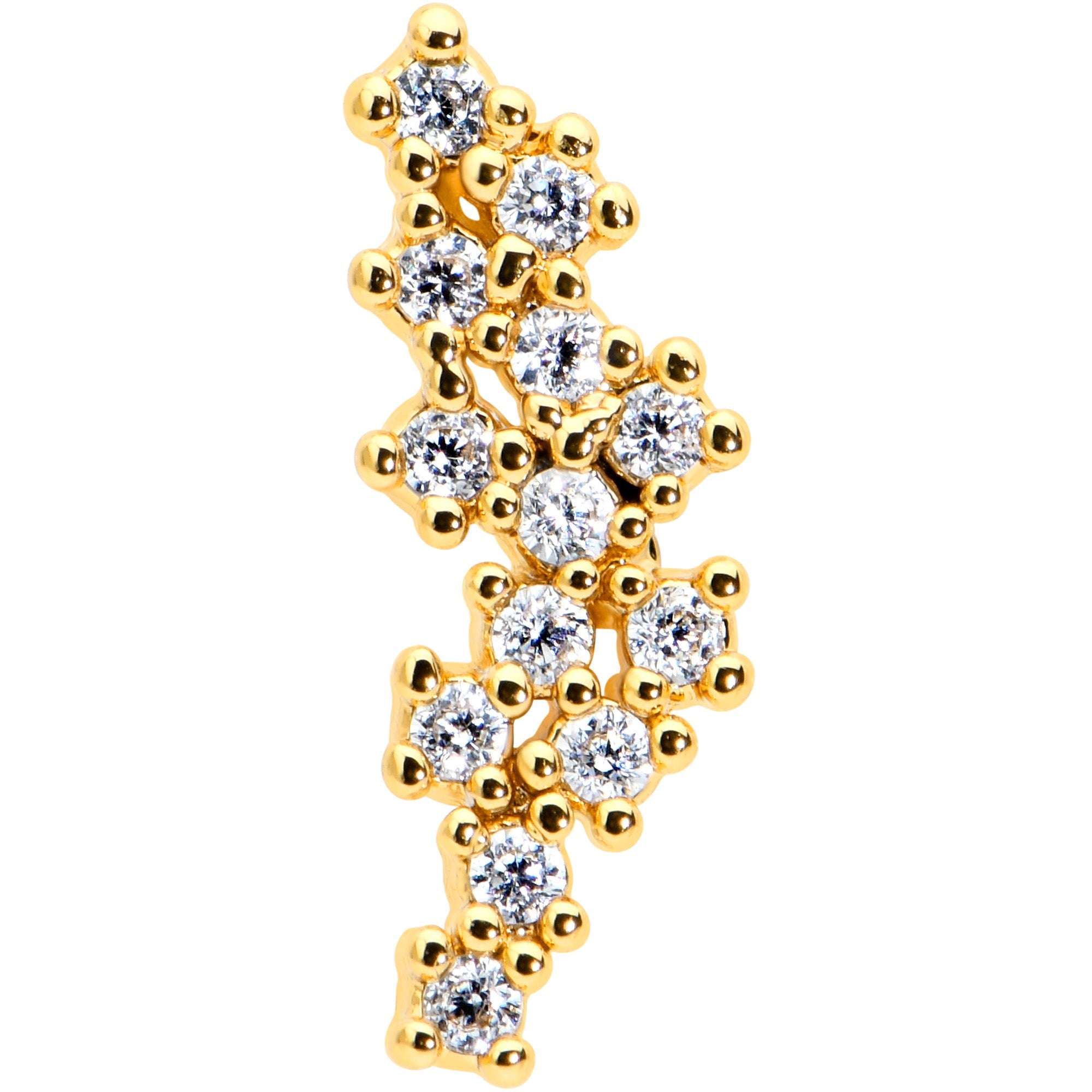 16G 1/4 CZ Gem Gold Hue Texture Arc Internal Thread Labret Tragus