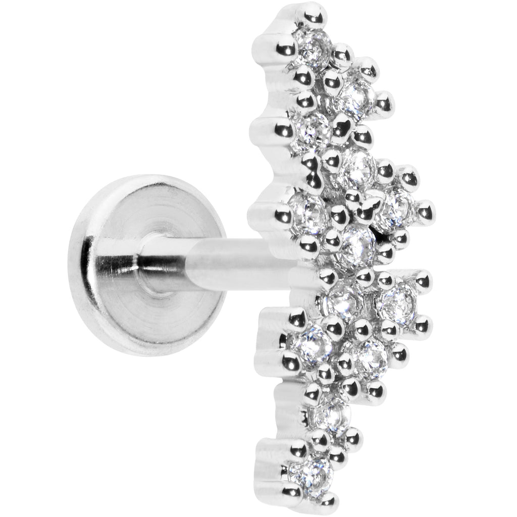 16G 5/16 CZ Gem Texture Arc Internal Thread Labret Monroe Tragus