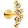 16G 5/16 CZ Gem Gold Hue Texture Arc Internal Thread Labret Tragus