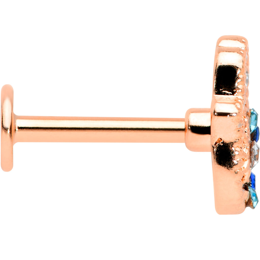 16G 5/16 Blue Gem Rose Gold Hue Texture Hamsa Labret Monroe Tragus